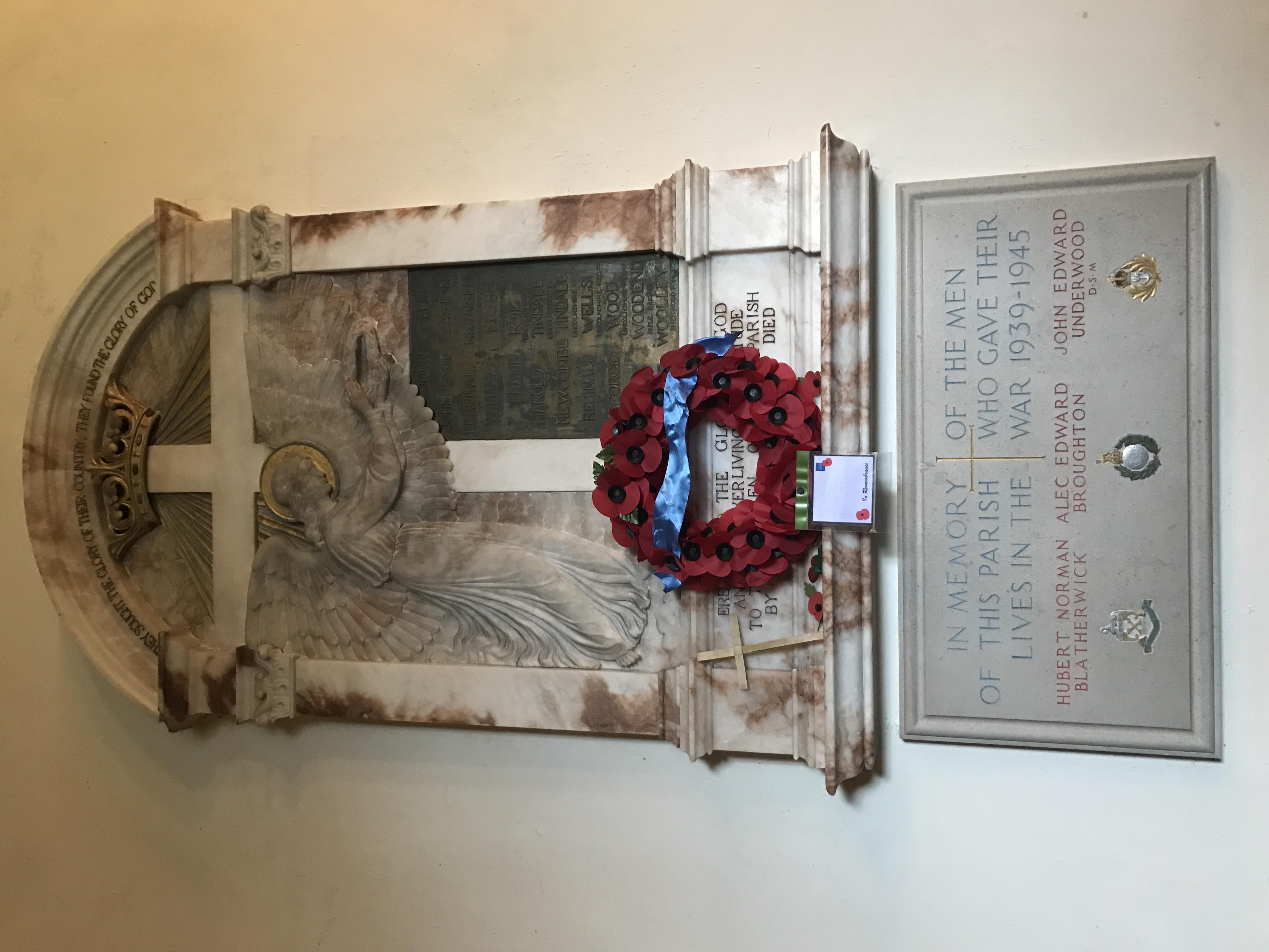WW1 and WW2 memorial inside all saints church
